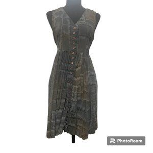 XOXO Vintage lightweight gray Ombre Semi Sheer Pleated button down dress sz S